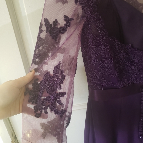 Plum Mother of the Bride Bridesmaid Dress Lace 10 - Picture 7 of 15